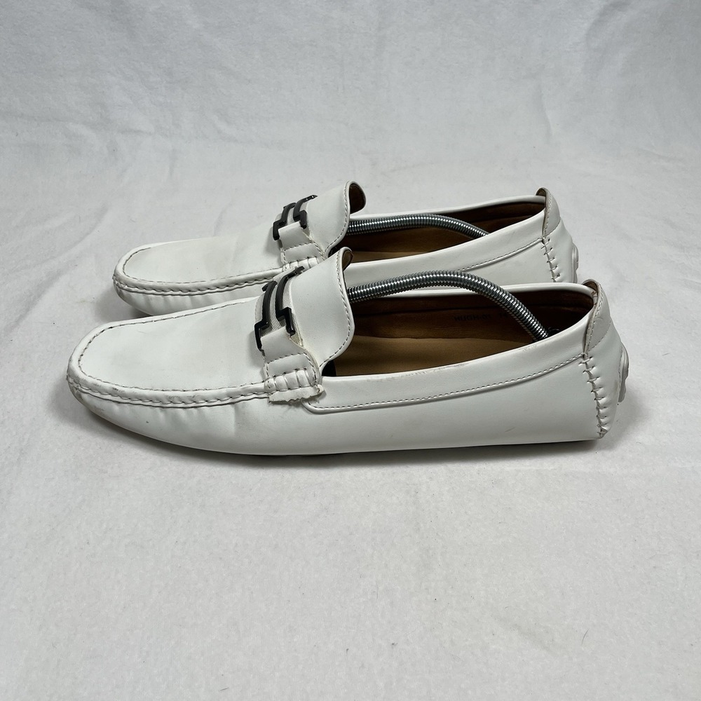 Bruno Marc Hugh-01 Mens Shoes Sz 14 White Faux Leather Driving Buckle Loafers - Picture 5 of 8